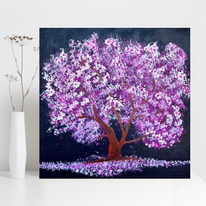 Original handgemachte Kirschblüte Acrylmalerei auf Leinwand, modernes Wohndekor, bunte Strukturmalerei, modernes Wohndekor Bild 1