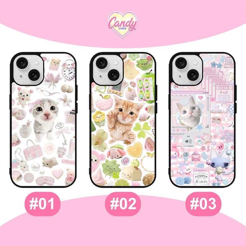 Cute Phone Case Kawaii Coquette Cats Aesthetic Japanese Cute Cats Gift Girly Cover for iPhone 16 13 11 Pro Samsung Galaxy S25 24 Pixel 8 9 image 2