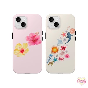 Été Coque de téléphone collage esthétique robuste Beach Vibes Coastal Girl Seashell pour iphone 11 15 16 plus pro max samsung a52 galaxy S25