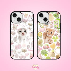 Cute Phone Case Kawaii Coquette Cats Aesthetic Japanese Cute Cats Gift Girly Cover for iPhone 16 13 11 Pro Samsung Galaxy S25 24 Pixel 8 9 image 1