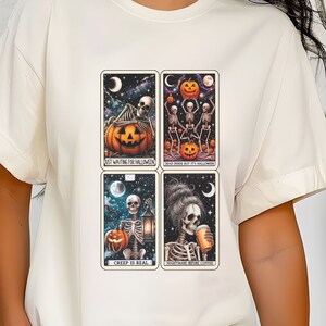 Skeleton Tarot T-Shirt - Fun Halloween T, Spooky Tarot Cards, Unique Halloween Shirt, Skeleton Graphic Tee, Goth Tee, Comfort Colors Top