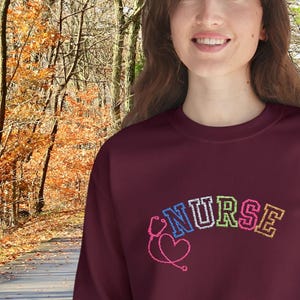 Sudadera de enfermera bordada, estetoscopio colorido, ropa médica unisex