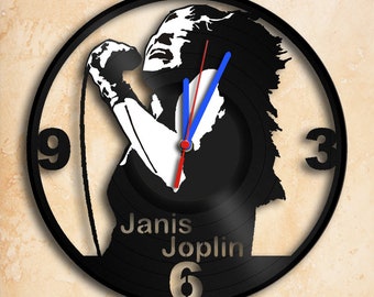 Janis Joplin Music Band Wall Clock Vinyl Record Clock Handmade