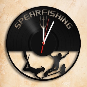Spearfishing Theme Vinyl Record Clock Best Gift Handmade