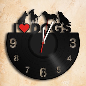 I Love Dogs Vinyl Record Clock Miglior regalo fatto a mano