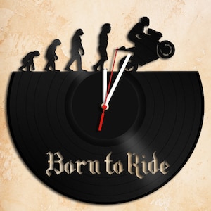 Born to Ride Theme Vinyl Record Clock Best Gift Handmade