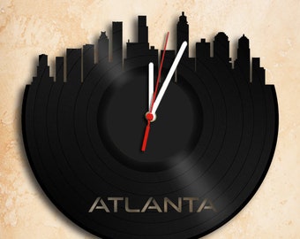 Atlanta Skyline Vinyl Record Clock Best Gift Handmade