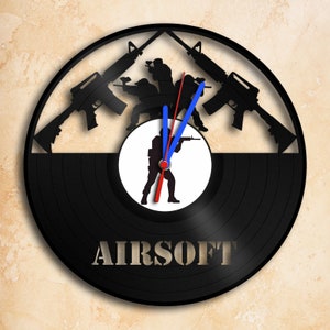 Airsoft Game Theme Vinyl Record Clock Best Gift Handmade