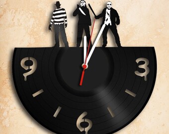 Horror Movies Inspired Wall Clock Vinyl Record Clock Handmade