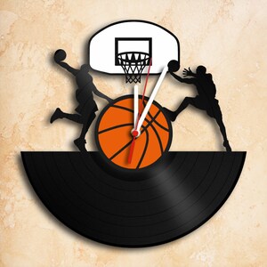 Basketbal sportthema vinylplaten klok beste cadeau handgemaakt