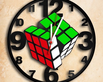 Rubik's Cube Wall Clock Vinyl Record Clock Handmade