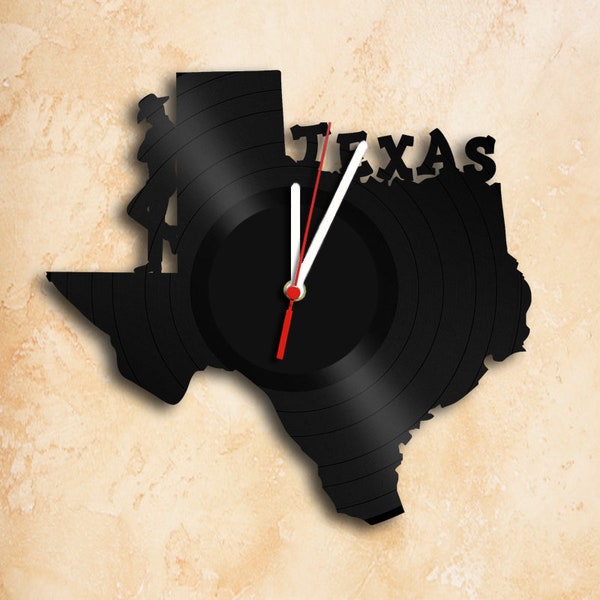 Texas Vinyl Record Clock Handmade