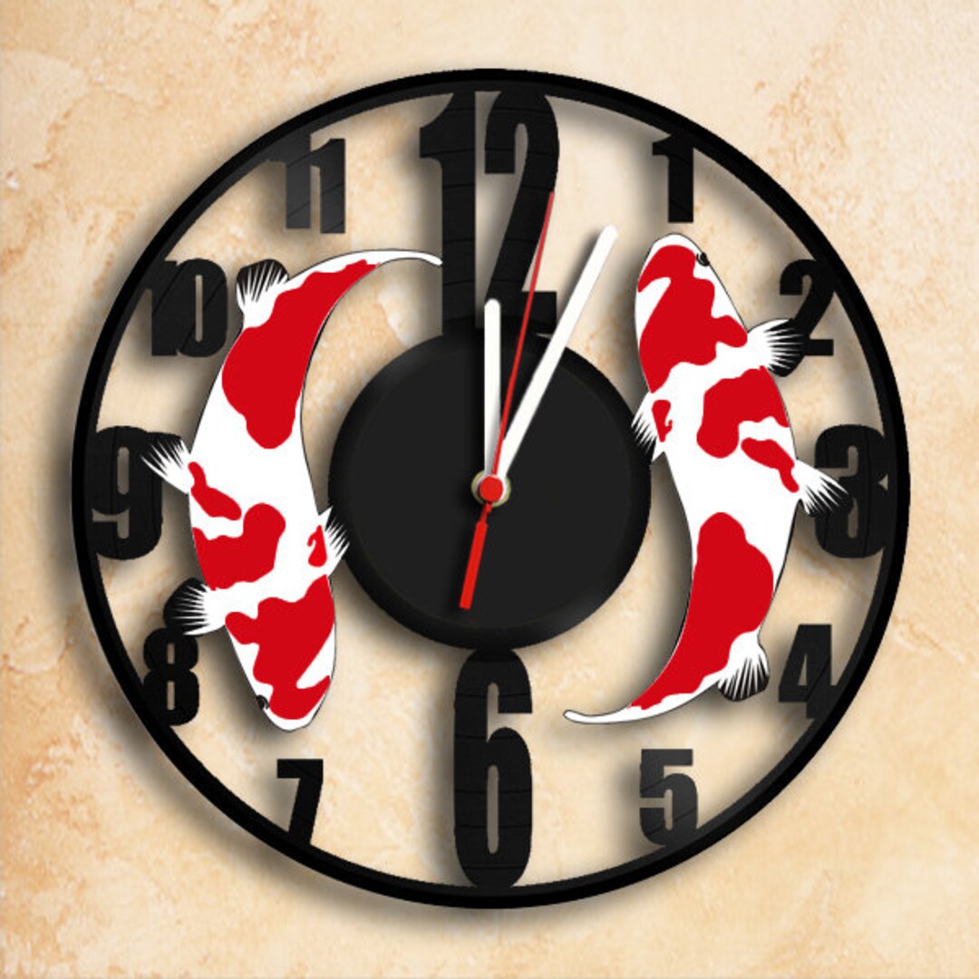 Koi Fish Theme Wall Clock Vinyl Record Clock Best Gift Etsy
