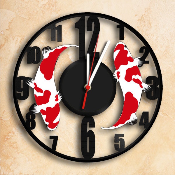 Koi Fish Theme Wall Clock Vinyl Record Clock Miglior regalo fatto a mano