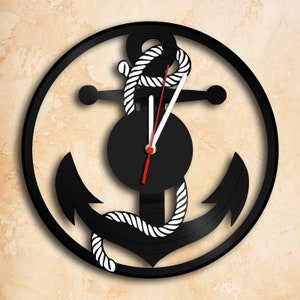 Nautical Theme Vinyl Record Clock Handmade