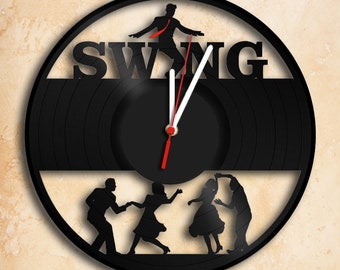 Swing Dance Music Wall Clock Vinyl Record Clock Handmade