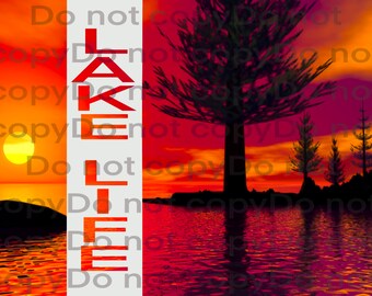 Lake Life Sublimation Print, PNG Files (Digital Download)