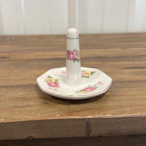 Vintage Floral Porcelain Ring Dish | Floral Jewelry Dish | Engagement Anniversary Birthday Wedding Present | Unique Gifts for Her