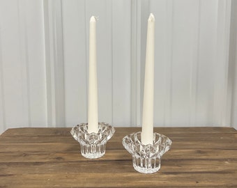 Vintage Glass Candlestick Holders | Set of 2 | Taper Candle Holders | Unique Gift | Vintage Decorative Candle Holders