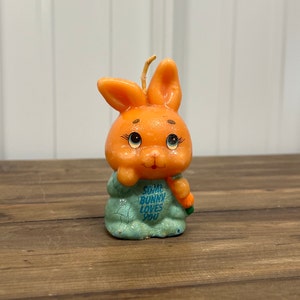 Vintage Russ Berrie Bunny Candle: &quot;Some Bunny Loves You&quot; Spring Decor