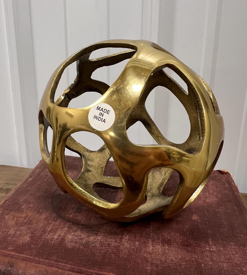 Vintage Brass Ball Shelf Sitter Midcentury Brass Decor Decorative