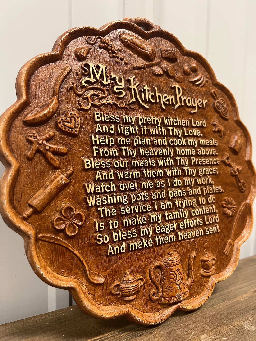 Vintage Kitchen Prayer Wall Hanging Primitive Eclectic Granny Chic ...