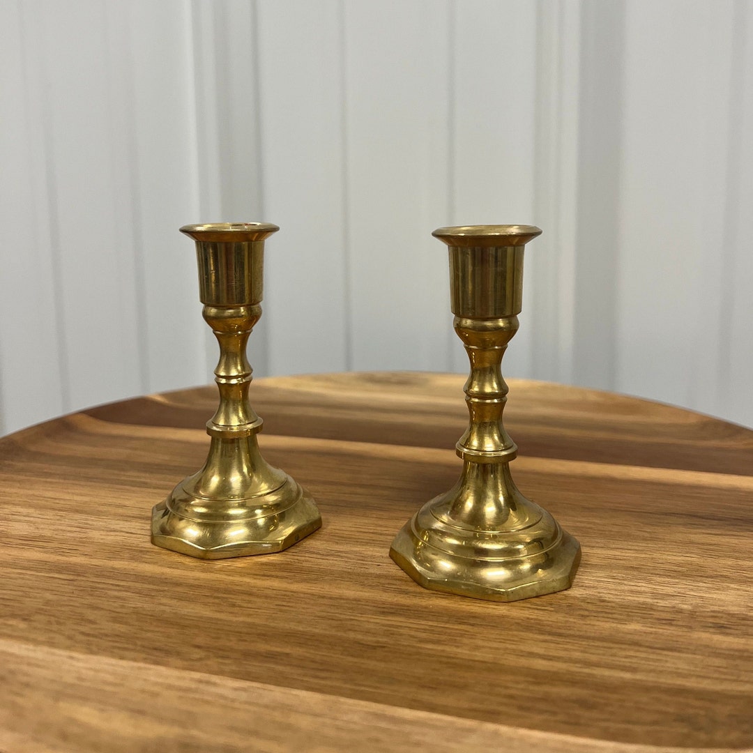 Vintage Brass Candlestick Holders | Set of 2 | Brass Taper Candle ...