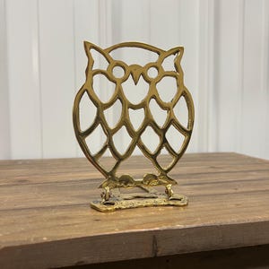 Vintage Brass Owl: Bookend, Trivet, Wall Hanging Decor