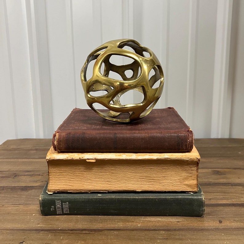 Vintage Brass Ball Shelf Sitter Midcentury Brass Decor Decorative