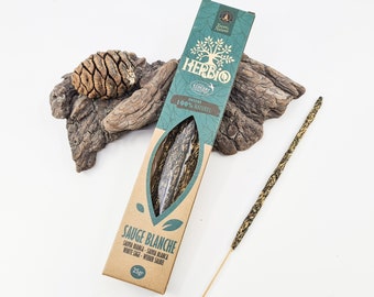 White Sage incense from Herbio, entirely natural, quality, hand-rolled, controlled by ECOCERT, environmentally friendly, 25g