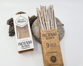 White Frankincense Sagrada Madre, quality natural incense, 9 hand-rolled sticks, origin Argentina, Purification, Protection, Meditation