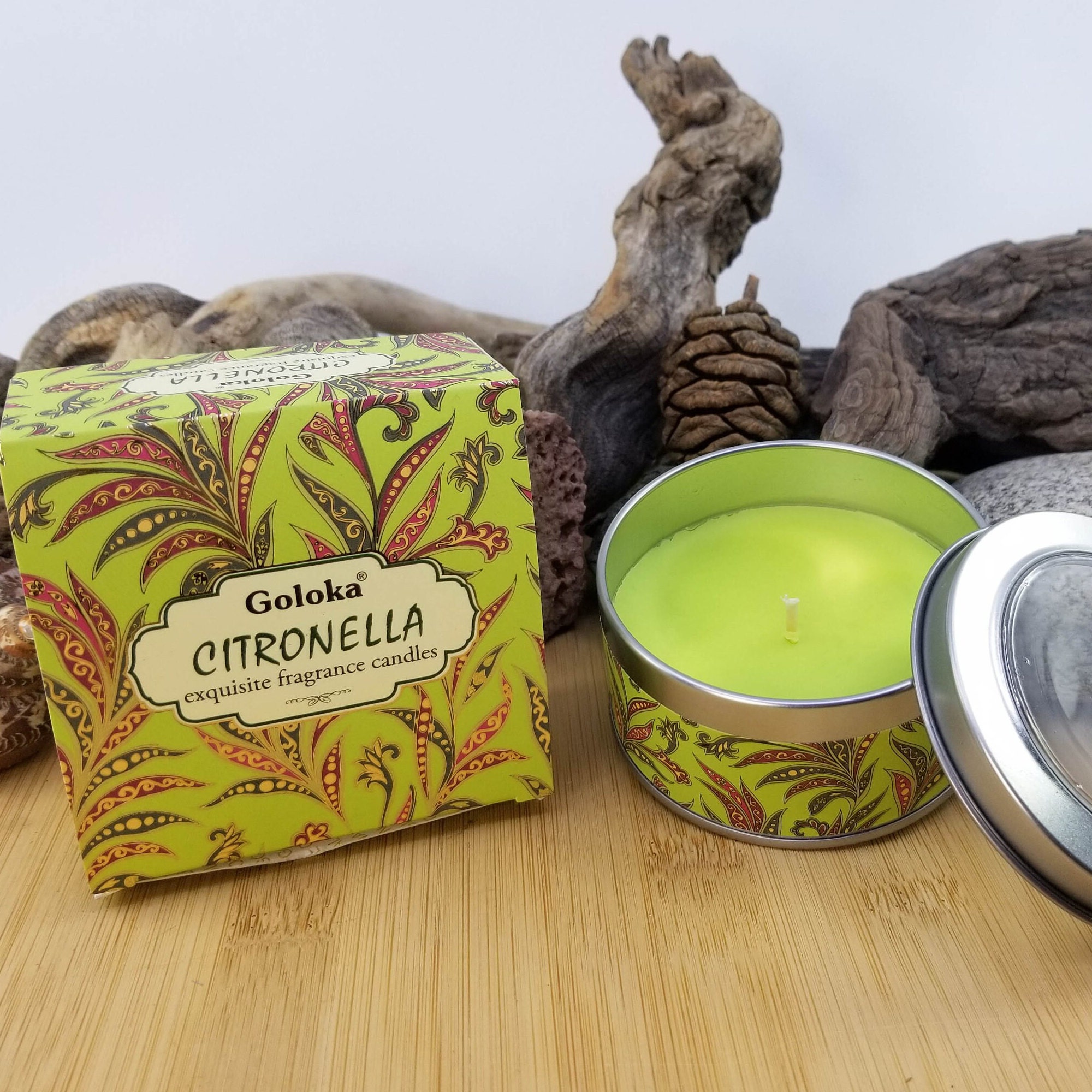 Bougie Parfumée Goloka Senteur Citronnelle, Cire Végétale Naturelle | Soja, Boite Métal, Apaisante,