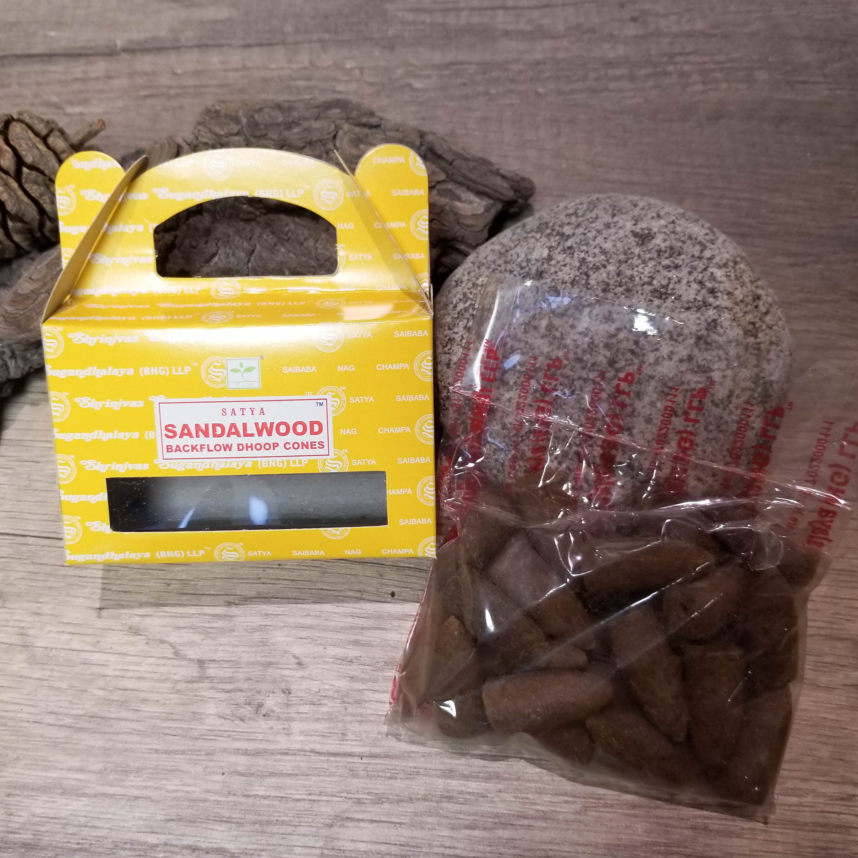 Cônes Encens à Refoulement Satya Bois de Santal, Encens Naturel Qualité Pour Méditation, Yoga, Reiki