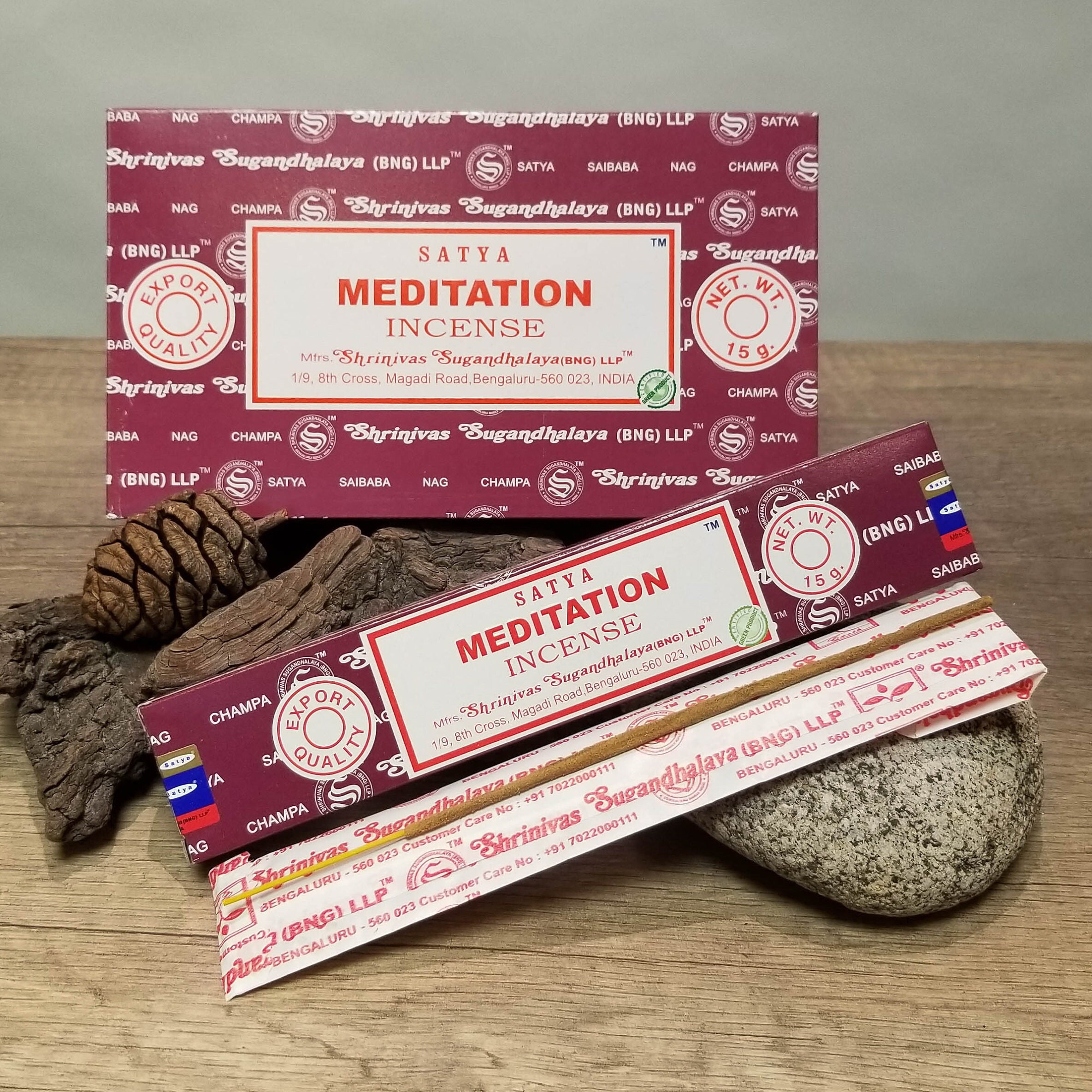 Bâton Encens Indien Satya Meditation, Encens Naturel de Qualité Pour Méditation, Reiki, Yoga, Relaxa