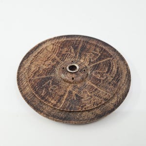 Round wooden incense holder in Tibet style for stick incense or Tibetan incense, home decoration, office
