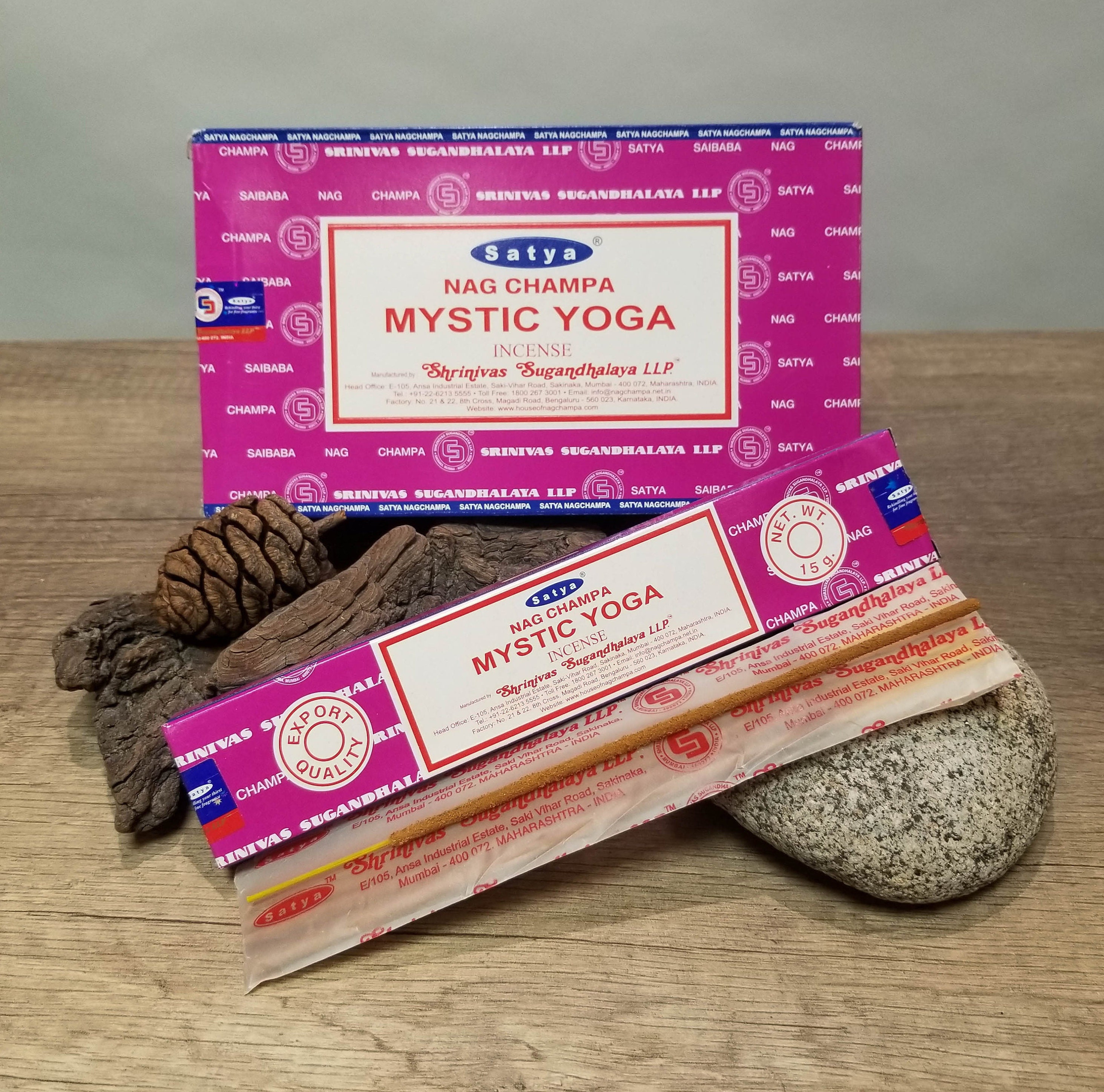 Bâton Encens Indien Satya Mistique Yoga, Encens Naturel de Qualité Pour Méditation, Reiki, Relaxatio