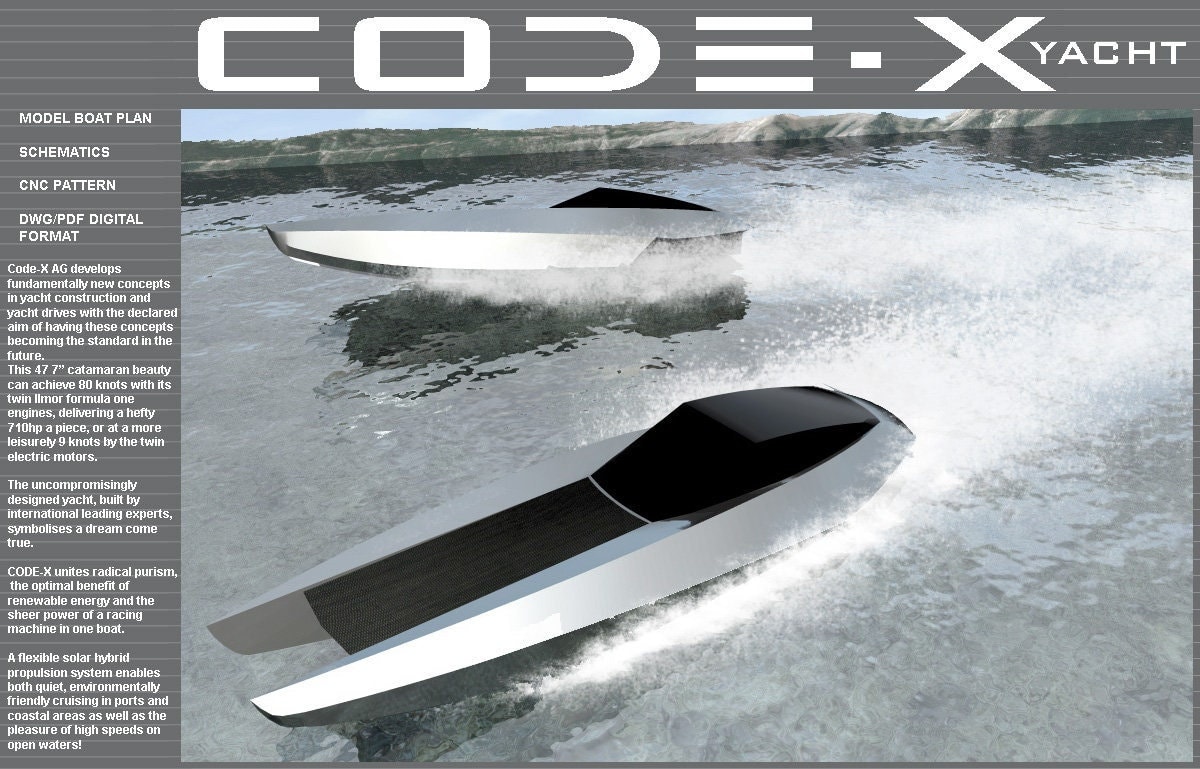 CODE-X RC Model Boat Plans Pattern CNC RouterLaser ScrollSaw