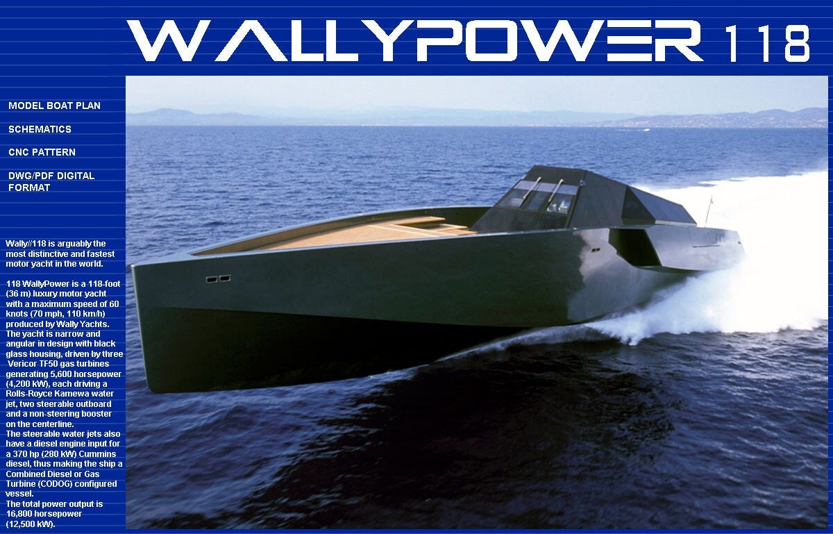 WALLYPOWER 118 RC Model Boat Plans Pattern CNC Routerlaser Scrollsaw Etsy
