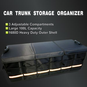  Starling's Car Trunk Organizer - Durable Storage SUV Cargo  Organizer Adjustable (Black, 2 Compartments) : Automotive
