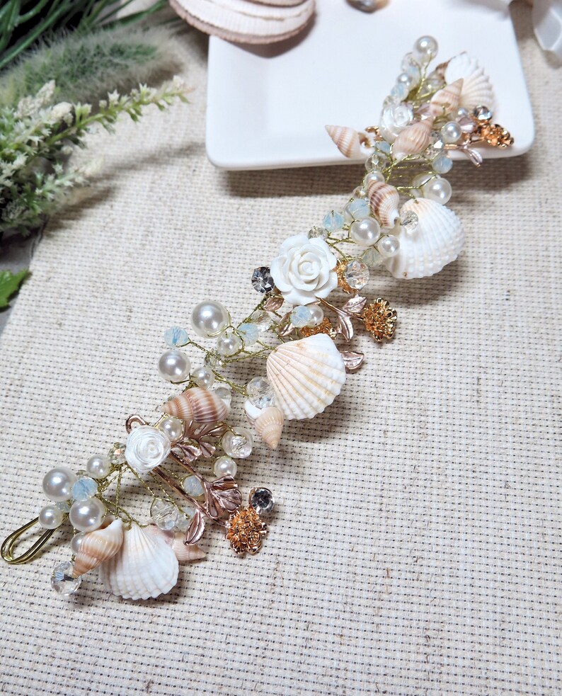 Seashell Pearl and Beads Mermaid Tiara Tropical Style Wedding - Etsy
