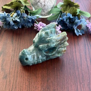 Moss agate Dragon head