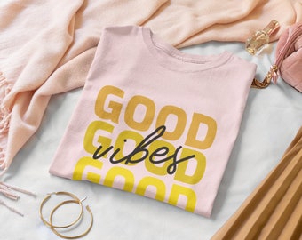 Good Vibes T-Shirt: Boho Graphic Tee, Summer Vacation Shirt