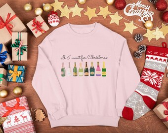 Champagne Christmas Sweatshirt: Wine Lover Holiday Crewneck