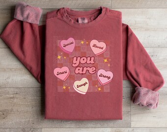 Teacher Valentine's Day Sweatshirt: Retro Conversation Hearts