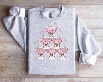Champagne Tower Sweatshirt, Galentine's Day, Pink Champagne Lover