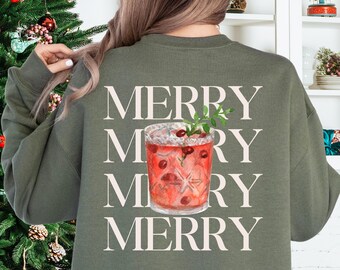 Christmas Cocktail Sweatshirt: Retro Merry Holiday Party Shirt