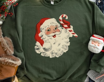 Retro Santa Shirt, Santa Tee, Vintage Graphic Sweatshirt, Merry Christmas Shirt, Vintage Santa Graphic Tee, Classic Christmas Crewneck