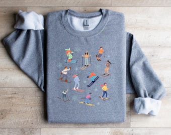 Ski Season Shirt, Ski Print Crewneck, Apres Ski Shirt, Cute Skier Sweatshirt, Ski Gift, Apres Ski Club, Aspen Sweatshirt, Ski Sweater