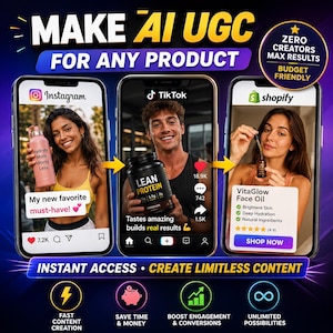 KI-gestütztes UGC-Bild- und Videogenerator-Bundle | Erstellen Sie hochkonvertierende Produktinhalte mit Higgsfield und Claude AI