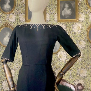 1950s Black Studded Suzy Perette Wiggle Dress
